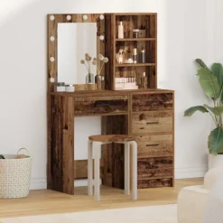 vidaXL Sminkbord>Smyckebord med låda 2 pcs Brun 50 x 41 x 135 cm Konstruerat trä