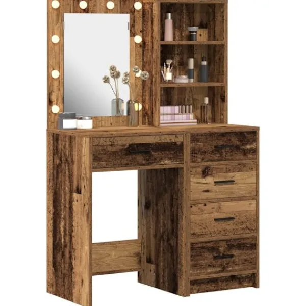 vidaXL Sminkbord>Smyckebord med låda 2 pcs Brun 50 x 41 x 135 cm Konstruerat trä