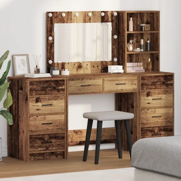 vidaXL Sminkbord>Smyckebord med låda 3 pcs Brun 40 x 41 x 135 cm Konstruerat trä