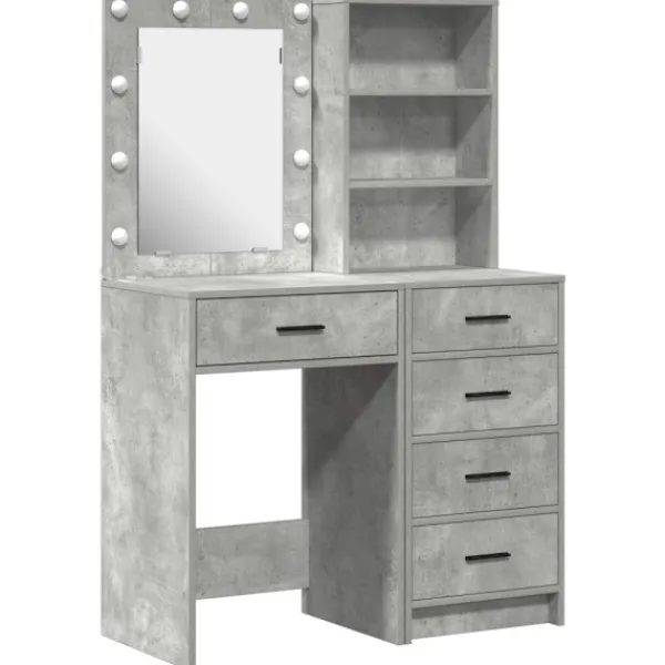 vidaXL Sminkbord>Smyckebord med låda 2 pcs Grå 50 x 41 x 135 cm Konstruerat trä