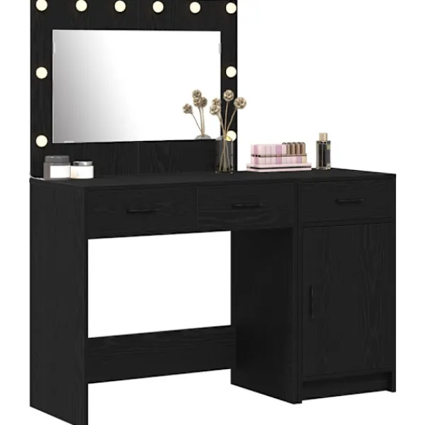 vidaXL Sminkbord>Smyckebord med låda 2 pcs Svart 40 x 41 x 75 cm Konstruerat trä