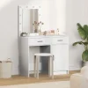 vidaXL Sminkbord>Smyckebord med låda 2 pcs Vit 50 x 41 x 135 cm Konstruerat trä
