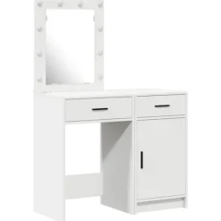 vidaXL Sminkbord>Smyckebord med låda 2 pcs Vit 50 x 41 x 135 cm Konstruerat trä
