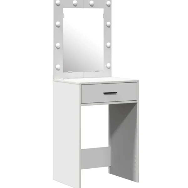 vidaXL Sminkbord>Smyckebord med låda 2 pcs Vit 50 x 41 x 135 cm Konstruerat trä