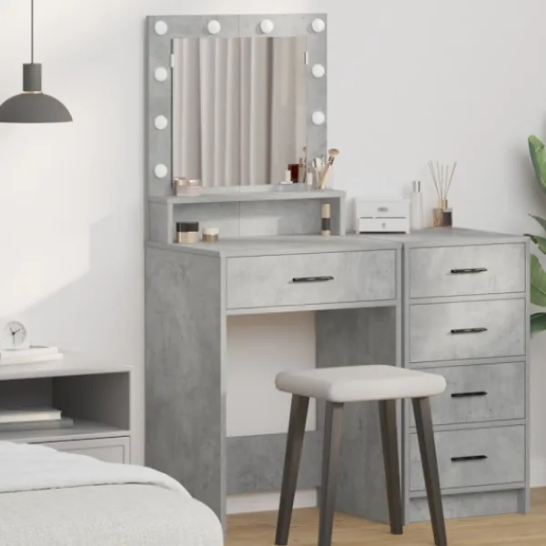 vidaXL Sminkbord>Smyckebord med låda Betonggrå 50 x 41 x 135 cm Konstruerat trä