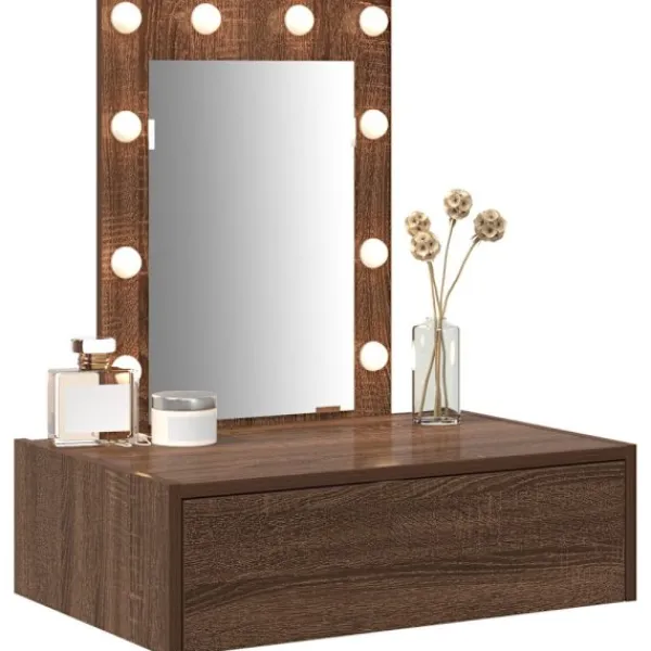 vidaXL Sminkbord>Smyckebord med låda Brun 60 x 40 x 70 cm Konstruerat trä