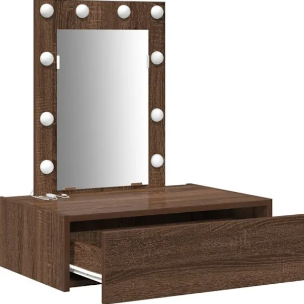 vidaXL Sminkbord>Smyckebord med låda Brun 60 x 40 x 70 cm Konstruerat trä