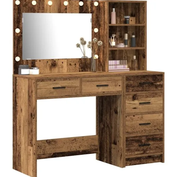 vidaXL Sminkbord>Smyckebord med låda Brun 78.5 x 41 x 135 cm Konstruerat trä