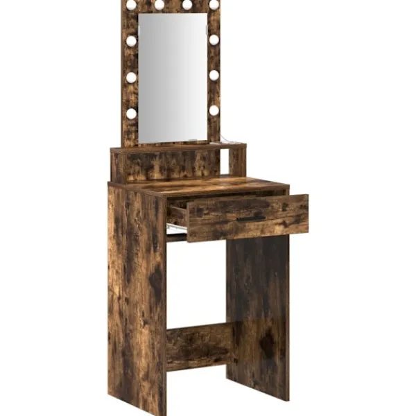vidaXL Sminkbord>Smyckebord med låda Brun 50 x 41 x 140 cm Konstruerat trä
