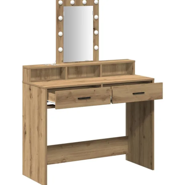 vidaXL Sminkbord>Smyckebord med låda Brun 100 x 41 x 140 cm Konstruerat trä