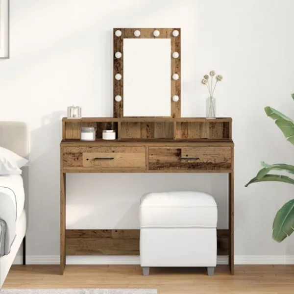 vidaXL Sminkbord>Smyckebord med låda Brun 100 x 41 x 140 cm Konstruerat trä