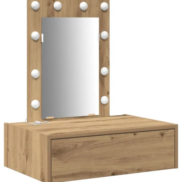 vidaXL Sminkbord>Smyckebord med låda Brun 60 x 40 x 70 cm Konstruerat trä