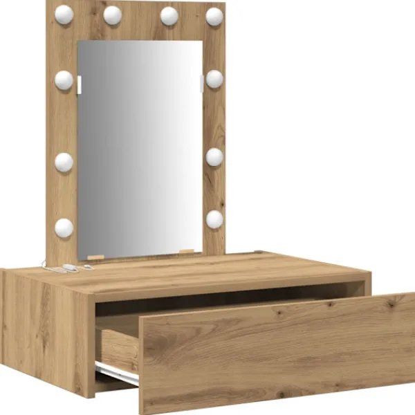 vidaXL Sminkbord>Smyckebord med låda Brun 60 x 40 x 70 cm Konstruerat trä