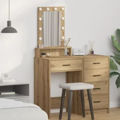 vidaXL Sminkbord>Smyckebord med låda Brun 50 x 41 x 140 cm Konstruerat trä