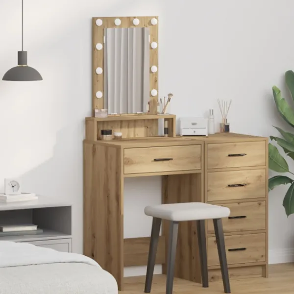 vidaXL Sminkbord>Smyckebord med låda Brun 50 x 41 x 140 cm Konstruerat trä