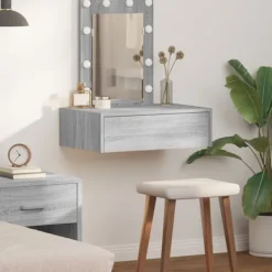 vidaXL Sminkbord>Smyckebord med låda Grå 60 x 40 x 70 cm Konstruerat trä