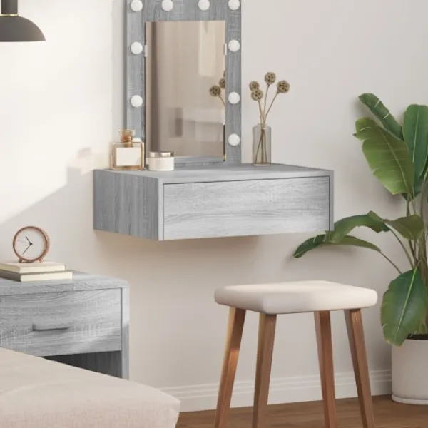vidaXL Sminkbord>Smyckebord med låda Grå 60 x 40 x 70 cm Konstruerat trä