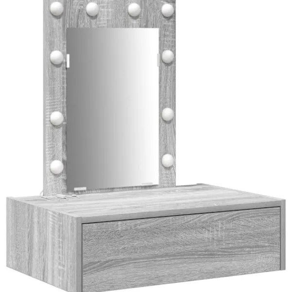 vidaXL Sminkbord>Smyckebord med låda Grå 60 x 40 x 70 cm Konstruerat trä