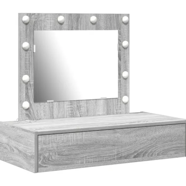 vidaXL Sminkbord>Smyckebord med låda Grå 83 x 40 x 70 cm Konstruerat trä