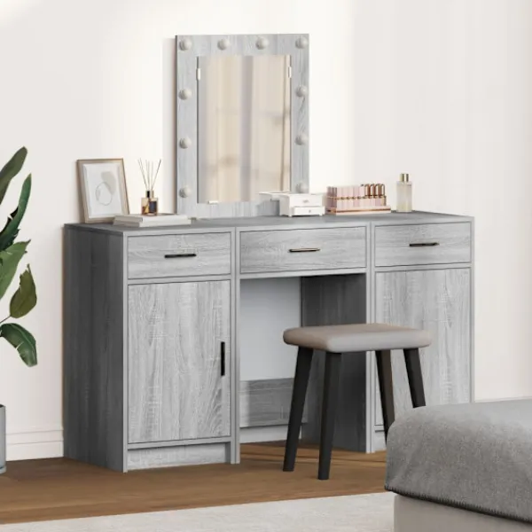 vidaXL Sminkbord>Smyckebord med låda Grå 50 x 41 x 135 cm Konstruerat trä