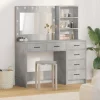 vidaXL Sminkbord>Smyckebord med låda Grå 78.5 x 41 x 135 cm Konstruerat trä