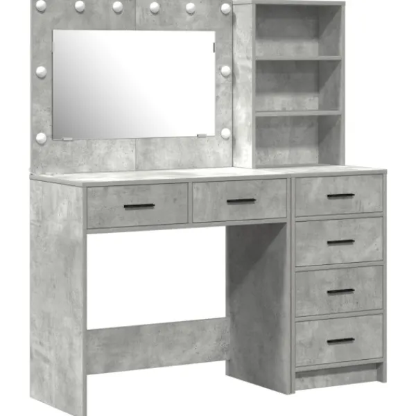 vidaXL Sminkbord>Smyckebord med låda Grå 78.5 x 41 x 135 cm Konstruerat trä