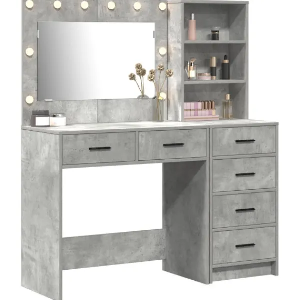 vidaXL Sminkbord>Smyckebord med låda Grå 78.5 x 41 x 135 cm Konstruerat trä