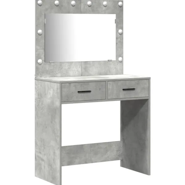 vidaXL Sminkbord>Smyckebord med låda Grå 78.5 x 41 x 135 cm Konstruerat trä