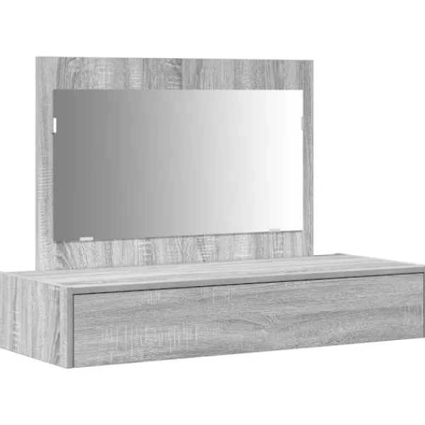 vidaXL Sminkbord>Smyckebord med låda Grå 100 x 40 x 70 cm Konstruerat trä