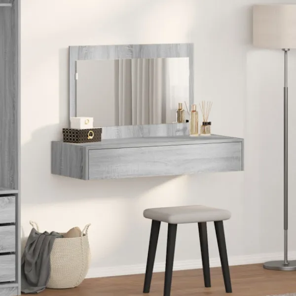 vidaXL Sminkbord>Smyckebord med låda Grå 100 x 40 x 70 cm Konstruerat trä