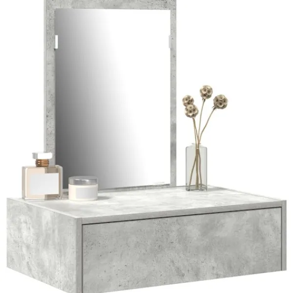 vidaXL Sminkbord>Smyckebord med låda Grå 60 x 40 x 70 cm Konstruerat trä