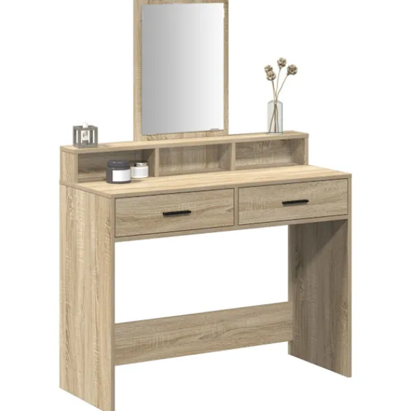 vidaXL Sminkbord>Smyckebord med låda Sonoma-ek 100 x 41 x 140 cm Konstruerat trä
