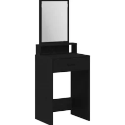 vidaXL Sminkbord>Smyckebord med låda Svart Ek 50 x 41 x 140 cm Konstruerat trä