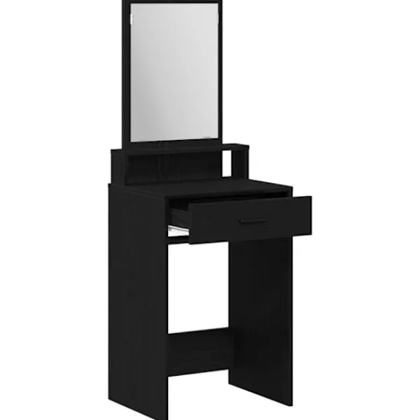 vidaXL Sminkbord>Smyckebord med låda Svart Ek 50 x 41 x 140 cm Konstruerat trä