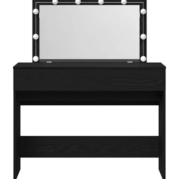 vidaXL Sminkbord>Smyckebord med låda Svart Ek 100 x 40 x 120 cm Konstruerat trä