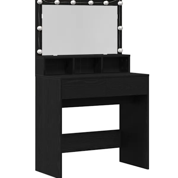 vidaXL Sminkbord>Smyckebord med låda Svart Ek 80 x 41 x 134,5 cm Konstruerat trä