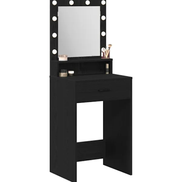 vidaXL Sminkbord>Smyckebord med låda Svart Ek 50 x 41 x 135 cm Konstruerat trä