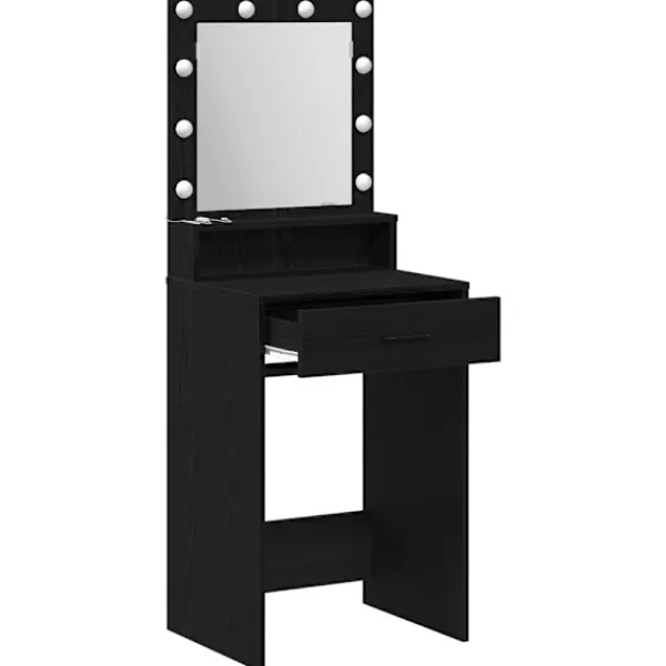 vidaXL Sminkbord>Smyckebord med låda Svart Ek 50 x 41 x 135 cm Konstruerat trä