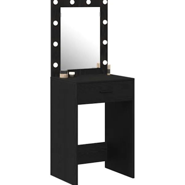 vidaXL Sminkbord>Smyckebord med låda Svart Ek 50 x 41 x 135 cm Konstruerat trä