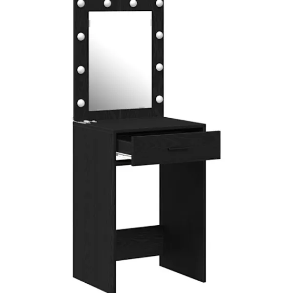 vidaXL Sminkbord>Smyckebord med låda Svart Ek 50 x 41 x 135 cm Konstruerat trä