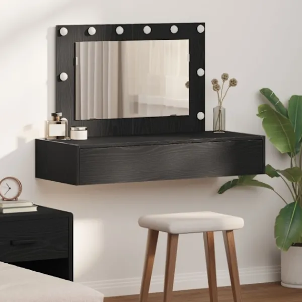 vidaXL Sminkbord>Smyckebord med låda Svart 100 x 40 x 70 cm Konstruerat trä