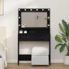 vidaXL Sminkbord>Smyckebord med låda Svart Ek 79 x 41 x 135 cm Konstruerat trä