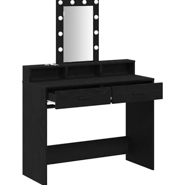 vidaXL Sminkbord>Smyckebord med låda Svart 100 x 41 x 140 cm Konstruerat trä