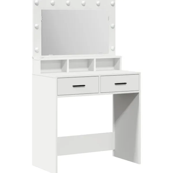 vidaXL Sminkbord>Smyckebord med låda Vit 79 x 41 x 135 cm Konstruerat trä