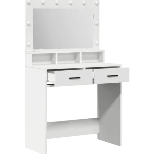 vidaXL Sminkbord>Smyckebord med låda Vit 79 x 41 x 135 cm Konstruerat trä