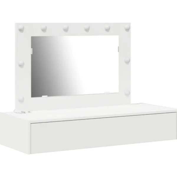 vidaXL Sminkbord>Smyckebord med låda Vit 100 x 40 x 70 cm Konstruerat trä