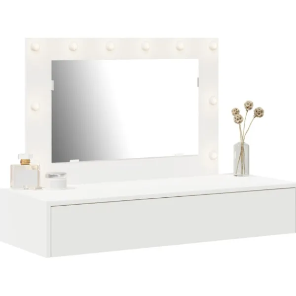 vidaXL Sminkbord>Smyckebord med låda Vit 100 x 40 x 70 cm Konstruerat trä