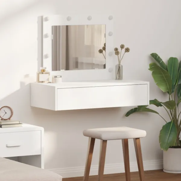 vidaXL Sminkbord>Smyckebord med låda Vit 83 x 40 x 70 cm Konstruerat trä