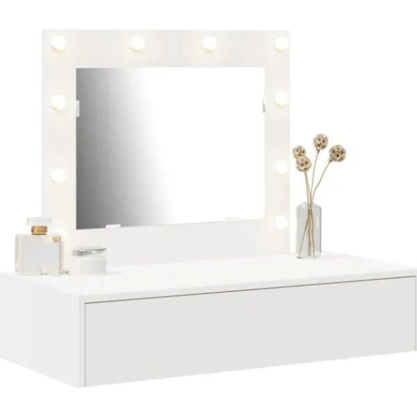 vidaXL Sminkbord>Smyckebord med låda Vit 83 x 40 x 70 cm Konstruerat trä