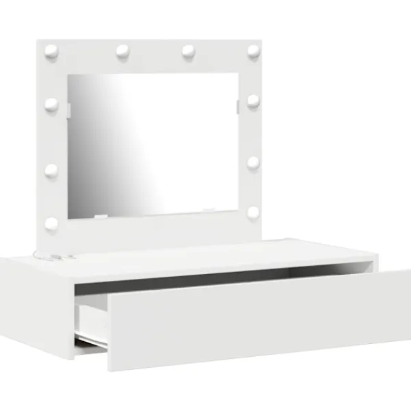 vidaXL Sminkbord>Smyckebord med låda Vit 83 x 40 x 70 cm Konstruerat trä